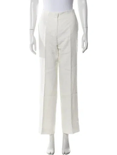 Pre-owned Max Mara Linen Straight Leg Pants In White