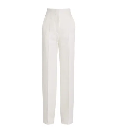 Max Mara Linen Straight Trousers In Ivory