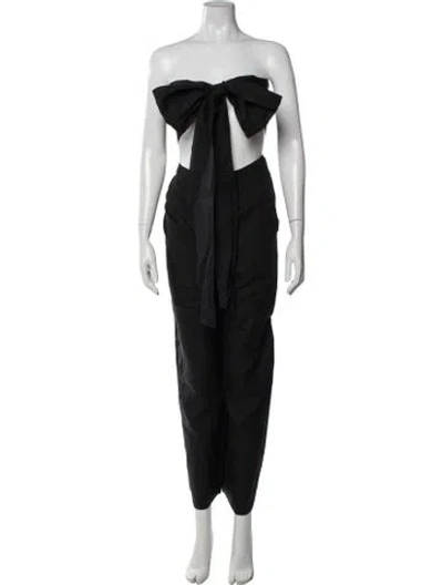 Pre-owned Max Mara Linen Strapless Jumpsuit In Black