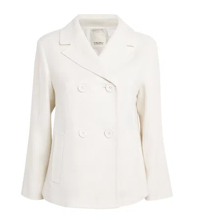 Max Mara Linen-stretch Cotton Double-breasted Blazer In Beige