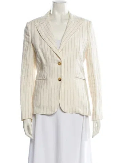 Pre-owned Max Mara Linen Striped Blazer In Neutral