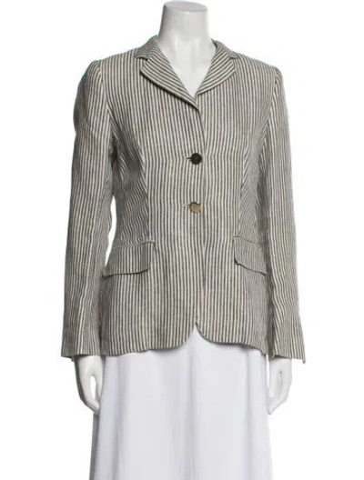 Pre-owned Max Mara Linen Striped Blazer In Neutral