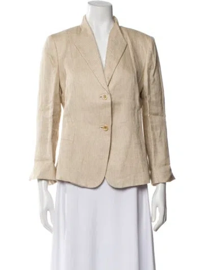 Pre-owned Max Mara Linen Striped Blazer In Neutral