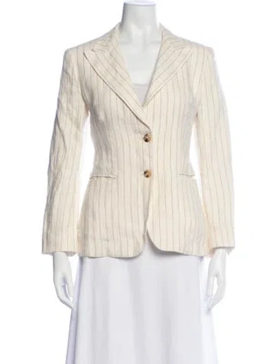 Pre-owned Max Mara Linen Striped Blazer In Neutral