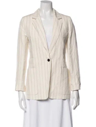 Pre-owned Max Mara Linen Striped Blazer In Neutral