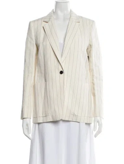 Pre-owned Max Mara Linen Striped Blazer W/ Tags In Neutral