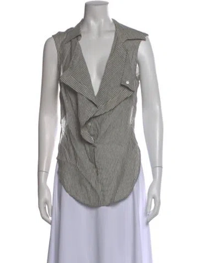 Pre-owned Max Mara Linen Striped Blouse In Gray