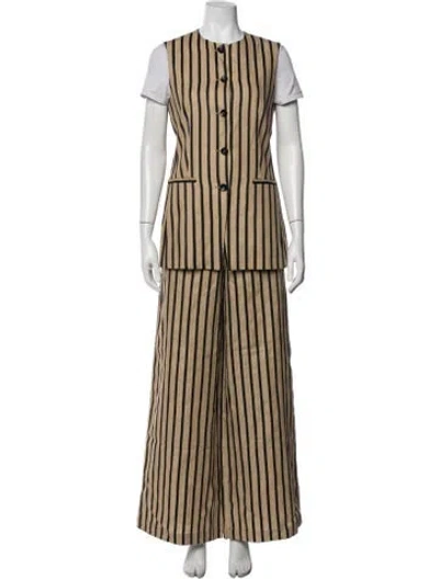 Pre-owned Max Mara Linen Striped Pant Set In Neutrals