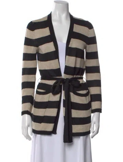 Pre-owned Max Mara Linen Striped Sweater In Black