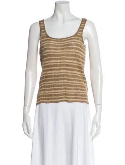 Pre-owned Max Mara Linen Striped Top In Neutral