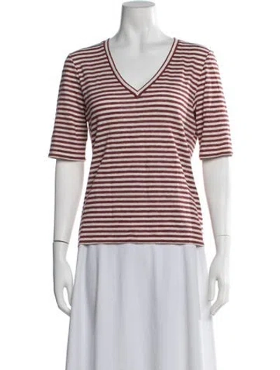 Pre-owned Max Mara Linen Striped T-shirt In Red
