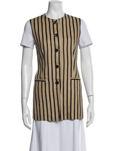 Pre-owned Max Mara Linen Striped Vest In Neutral