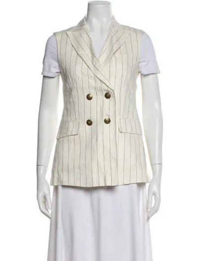 Pre-owned Max Mara Linen Striped Vest In White