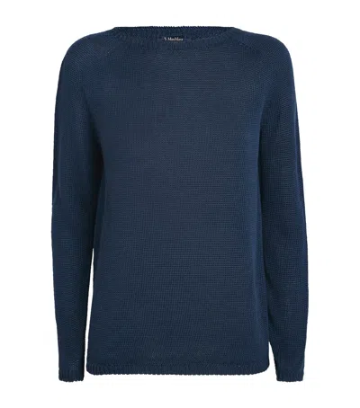 Max Mara Linen Sweater In Blue