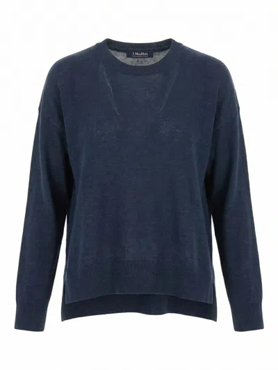 Max Mara Linen Sweater In Blue