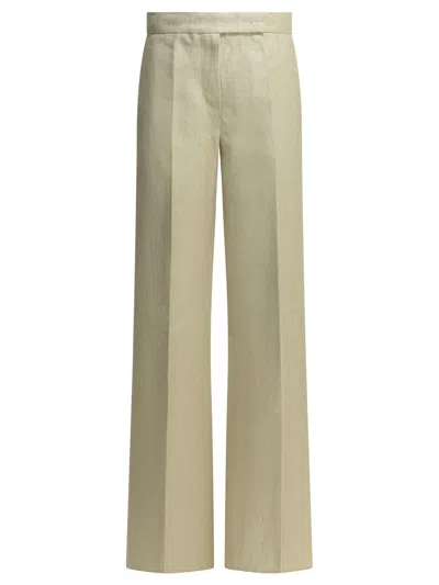 Max Mara Linen Tailored Pants Trousers Beige In Neutral