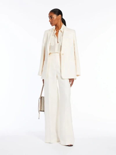 Max Mara Linen Tailored Trousers In White