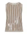 Max Mara Beige Sleeveless Linen Top In Nude