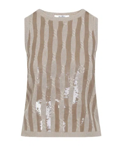 MAX MARA MAX MARA SEQUIN DETAILED SLEEVELESS KNIT TOP