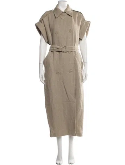 Pre-owned Max Mara Linen Trench Coat In Neutrals