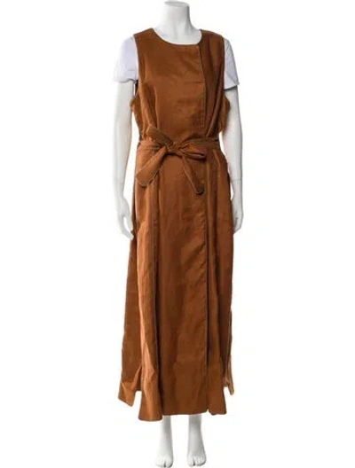 Pre-owned Max Mara Linen Trench Coat W/ Tags In Orange