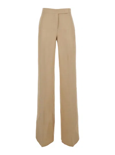 Max Mara Linen Trousers In Beige