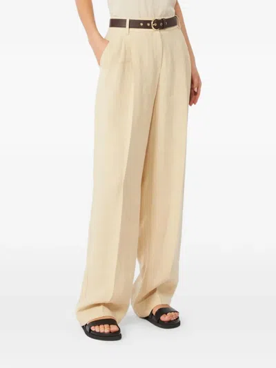 Max Mara Linen Trousers In Neutral