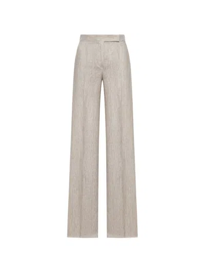 Max Mara Linen Trousers In Neutral