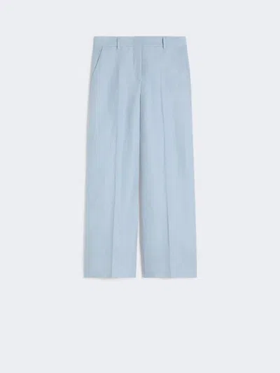 Max Mara Linen Trousers Woman Blue In Other