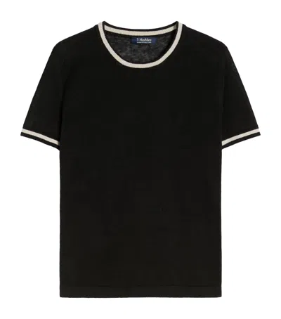 Max Mara Linen T-shirt Sweater In Black