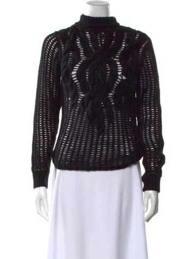 Pre-owned Max Mara Linen Turtleneck Sweater In Black