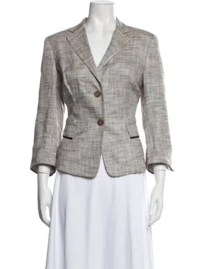 Pre-owned Max Mara Linen Tweed Pattern Blazer In Neutrals
