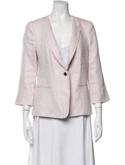 Pre-owned Max Mara Linen Tweed Pattern Blazer In Purple