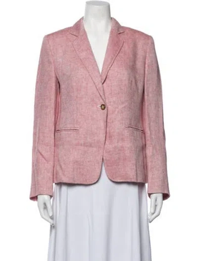 Pre-owned Max Mara Linen Tweed Pattern Blazer In Red
