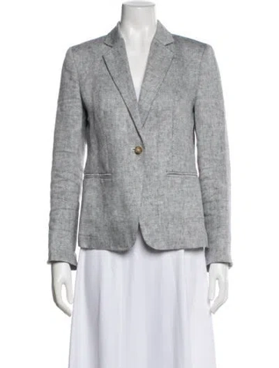 Pre-owned Max Mara Linen Tweed Pattern Blazer In White