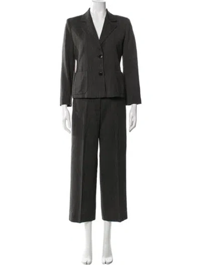 Pre-owned Max Mara Linen Tweed Pattern Pantsuit In Green