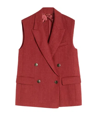 Max Mara Gilet En Batavia De Lin In Burgundy