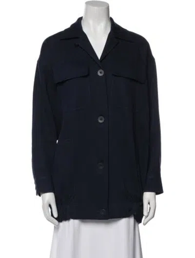 Pre-owned Max Mara Linen Utility Jacket In Blue