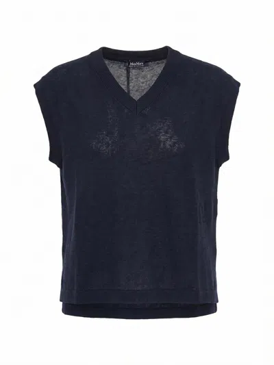 Max Mara Linen Vest In Blue