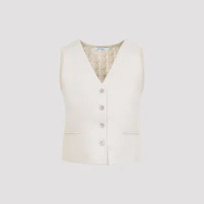 Max Mara Linen Vest With Four Buttons For Women - Ss26 In Neutral