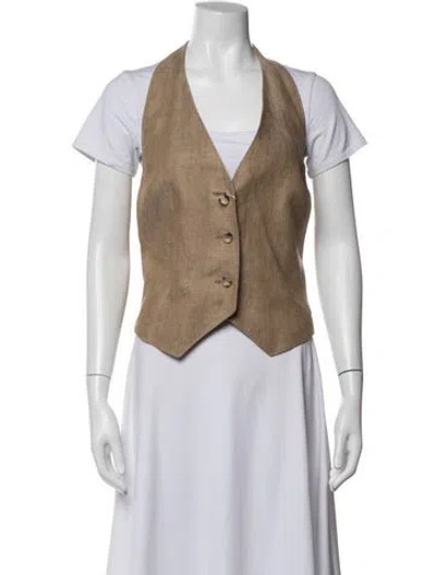 Pre-owned Max Mara Linen Vest W/ Tags In Neutral