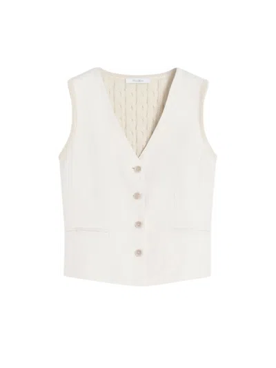 Max Mara Linen Vest With Four Buttons For Women - Ss26 In Neutral