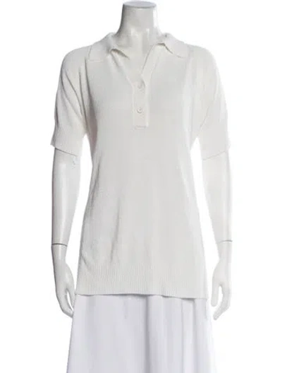 Pre-owned Max Mara Linen V-neck Polo In Neutrals