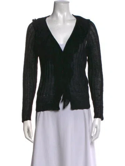 Pre-owned Max Mara Linen V-neck Sweater In Black