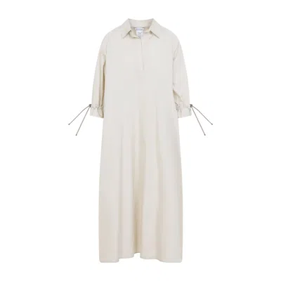 Max Mara Linen White Cotton Mirto Chemisier Dress In Multi