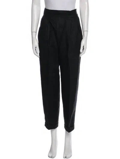 Pre-owned Max Mara Linen Wide Leg Pants In Black
