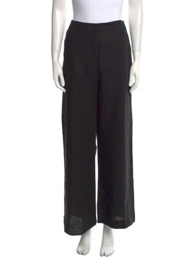 Pre-owned Max Mara Linen Wide Leg Pants In Black