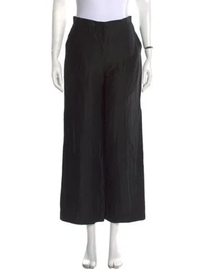 Pre-owned Max Mara Linen Wide Leg Pants In Black