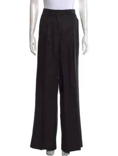 Pre-owned Max Mara Linen Wide Leg Pants In Black