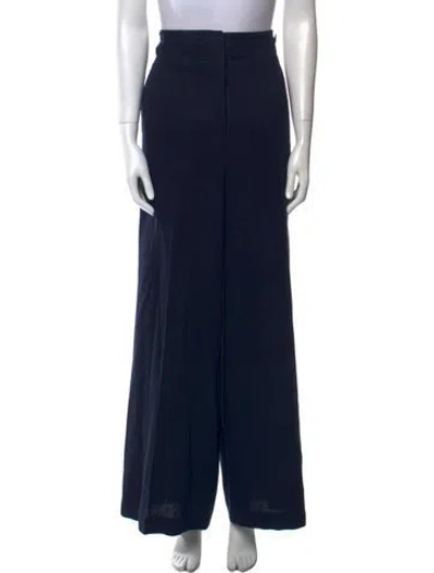 Pre-owned Max Mara Linen Wide Leg Pants In Blue